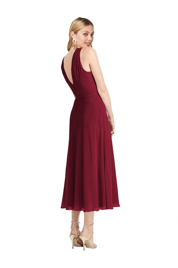Lilas Trapèze Licou Mousseline Courte Robes demoiselle d'honneur / Robes de cocktail Prix Réduit