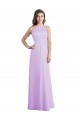 Lilas Trapèze Licou Mousseline Longue Robes demoiselle d'honneur Prix Réduit