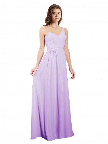 Lilas Trapèze Mousseline Longue Robes demoiselle d'honneur Prix Réduit