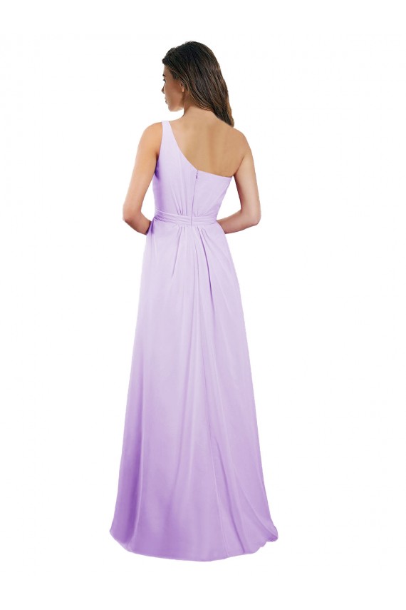 Lilas Trapèze Mousseline Longue Robes demoiselle d'honneur Prix Réduit