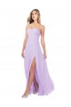 Lilas Trapèze Sans bretelle Mousseline Longue Robes demoiselle d'honneur Prix Réduit