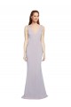 Lilas arctique Sirène Col V Crêpe Stretch Longue Formelles Robes demoiselle d'honneur / Robes de soirée / Robes de bal Prix Réduit