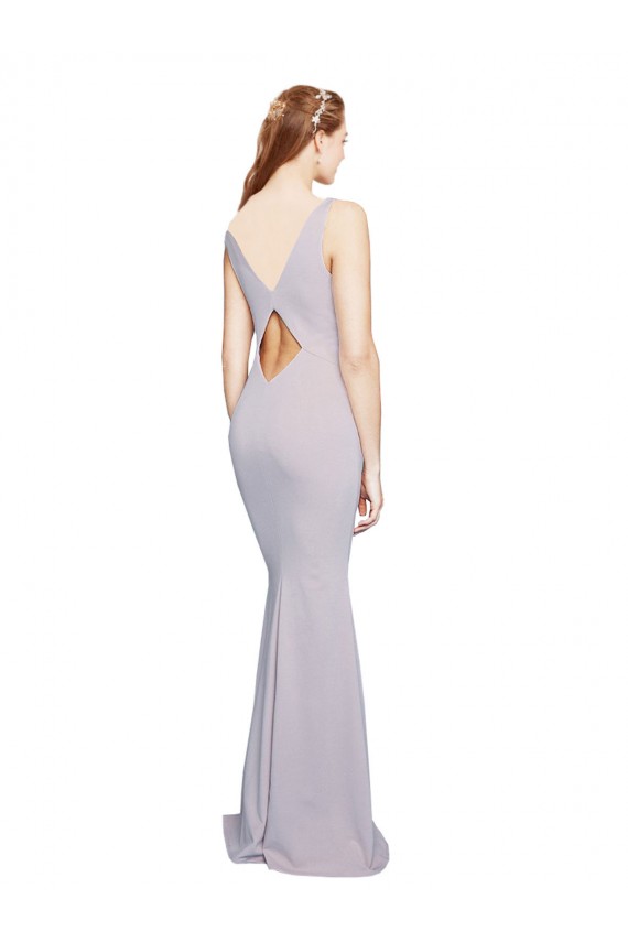 Lilas arctique Sirène Col V Crêpe Stretch Longue Formelles Robes demoiselle d'honneur / Robes de soirée / Robes de bal Prix Réduit