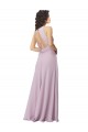 Lueur rose Trapèze Licou Col Haut Mousseline Longue Robes demoiselle d'honneur Prix Réduit