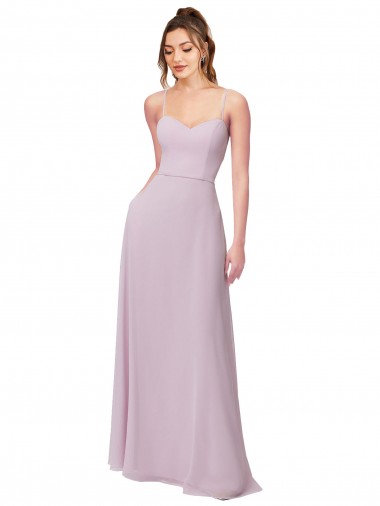 Lueur rose Trapèze Mousseline Longue Robes demoiselle d'honneur Prix Réduit