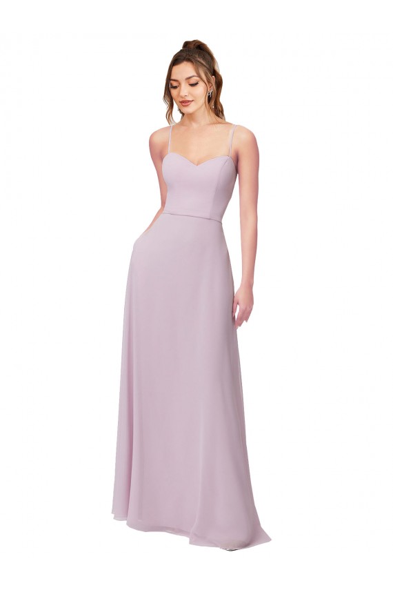 Lueur rose Trapèze Mousseline Longue Robes demoiselle d'honneur Prix Réduit