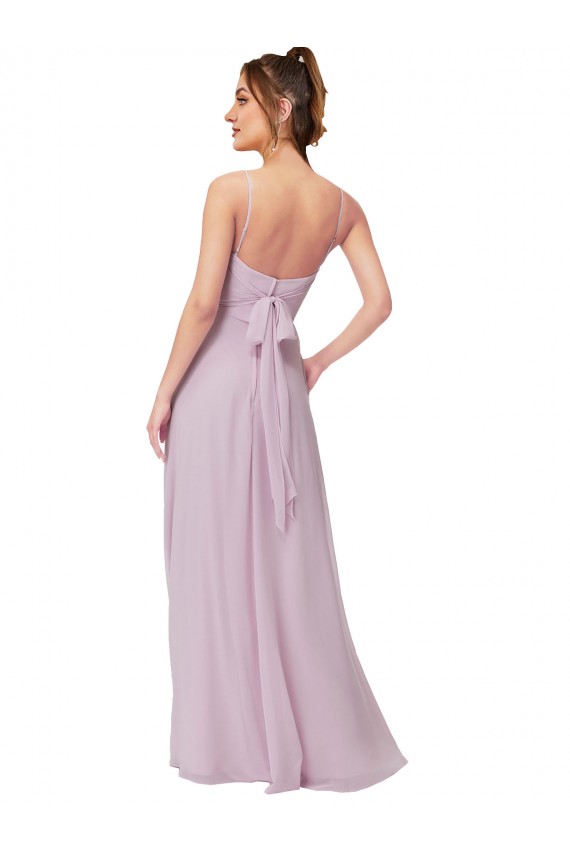Lueur rose Trapèze Mousseline Longue Robes demoiselle d'honneur Prix Réduit