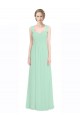 Menthe verte Trapèze Mousseline Dentelle Longue Robes demoiselle d'honneur Prix Réduit