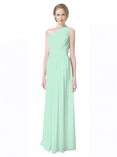 Menthe verte Trapèze Mousseline Longue Robes demoiselle d'honneur Prix Réduit