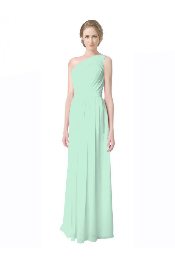 Menthe verte Trapèze Mousseline Longue Robes demoiselle d'honneur Prix Réduit