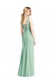 Menthe verte Trompette Col V Mousseline Longue Robes demoiselle d'honneur Prix Réduit