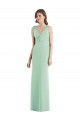 Menthe verte Trompette Col V Mousseline Longue Robes demoiselle d'honneur Prix Réduit
