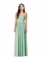 Menthe verte Trompette Sans bretelle Mousseline Longue Robes demoiselle d'honneur Prix Réduit