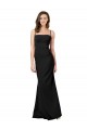 Noir Fourreau Bretelles spaghetti Col Carré Crêpe Stretch Longue Formelles Robes demoiselle d'honneur / Robes de soirée / Robes de bal Prix Réduit