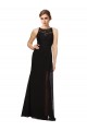 Noir Fourreau Col Haut Mousseline Dentelle Longue Robes demoiselle d'honneur Prix Réduit