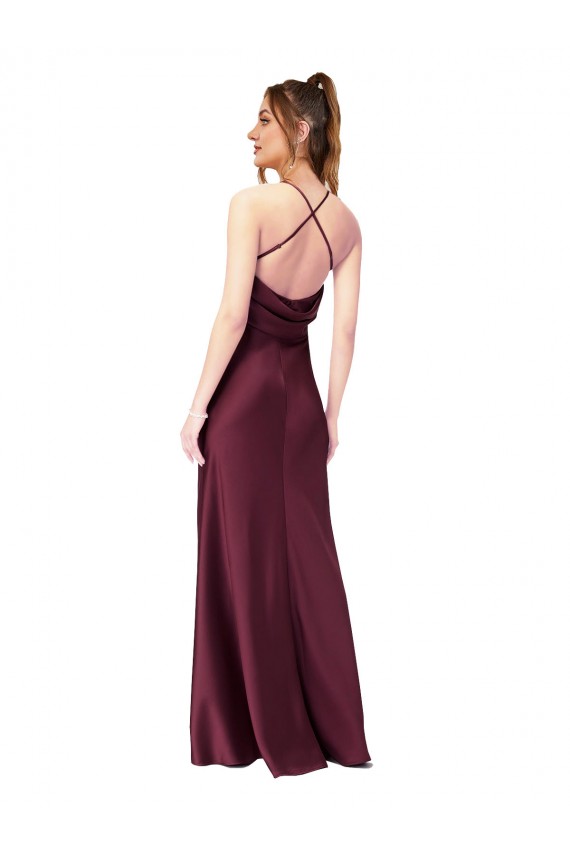 Noir Fourreau Col V Satiné Soyeux Longue Formelles Robes demoiselle d'honneur / Robes de soirée / Robes de bal Prix Réduit