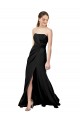 Noir Fourreau Sans bretelle Crêpe Stretch Longue Formelles Robes demoiselle d'honneur / Robes de soirée / Robes de bal Prix Réduit