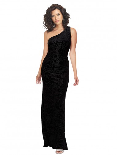 Noir Fourreau Velours Floral Velours Stretch Longue Robes demoiselle d'honneur Prix Réduit