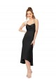 Noir Fourreau midi Satiné Soyeux Courte Asymétrique Robes demoiselle d'honneur / Robes de soirée / Robes de cocktail Prix Réduit