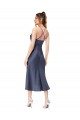 Noir Fourreau midi Satiné Soyeux Courte Asymétrique Robes demoiselle d'honneur / Robes de soirée / Robes de cocktail Prix Réduit