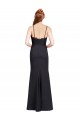 Noir Sirène Bretelles spaghetti Col V Crêpe Stretch Longue Robes demoiselle d'honneur / Robes de bal Prix Réduit