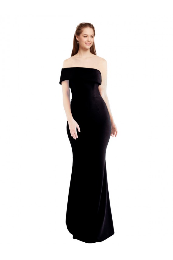 Noir Sirène Crêpe Stretch Longue Formelles Robes demoiselle d'honneur / Robes de soirée / Robes de bal Prix Réduit