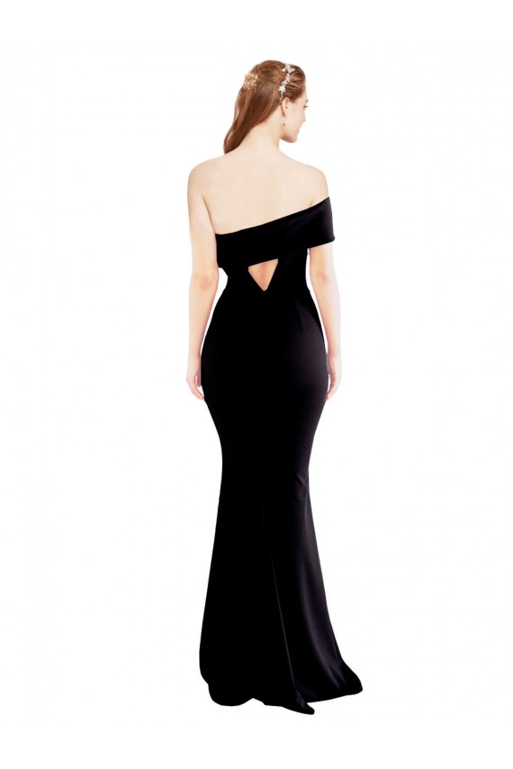 Noir Sirène Crêpe Stretch Longue Formelles Robes demoiselle d'honneur / Robes de soirée / Robes de bal Prix Réduit
