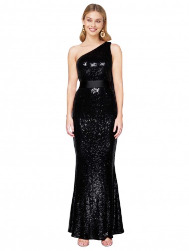 Noir Sirène Paillette Longue Formelles Robes demoiselle d'honneur / Robes de soirée / Robes de bal Prix Réduit