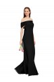 Noir Sirène Épaule Dénudée Mousseline Longue Robes demoiselle d'honneur / Robes de bal Prix Réduit