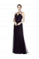 Noir Trapèze Bretelles spaghetti Col Haut Tulle Longue Robes demoiselle d'honneur Prix Réduit