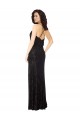 Noir Trapèze Bretelles spaghetti Velours Floral Velours Stretch Longue Robes demoiselle d'honneur Prix Réduit