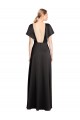 Noir Trapèze Col V Satiné Stretch Longue Formelles Robes demoiselle d'honneur / Robes de soirée / Robes de bal Prix Réduit