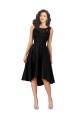 Noir Trapèze Illusion midi Satiné Dentelle Courte Asymétrique Robes demoiselle d'honneur / Robes de cocktail Prix Réduit