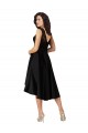 Noir Trapèze Illusion midi Satiné Dentelle Courte Asymétrique Robes demoiselle d'honneur / Robes de cocktail Prix Réduit
