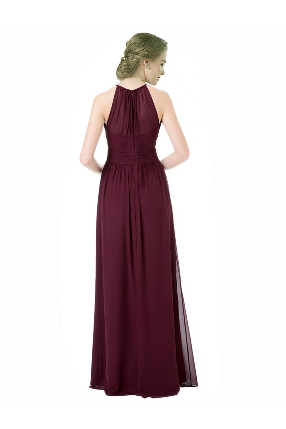 Noir Trapèze Licou Mousseline Longue Robes demoiselle d'honneur Prix Réduit