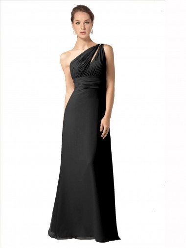 Noir Trapèze Mousseline Longue Robes demoiselle d'honneur Prix Réduit