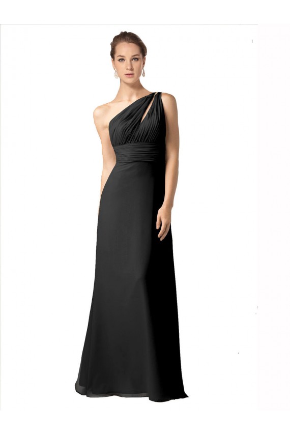 Noir Trapèze Mousseline Longue Robes demoiselle d'honneur Prix Réduit