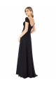 Noir Trapèze Mousseline Longue Robes demoiselle d'honneur Prix Réduit
