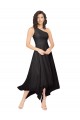 Noir Trapèze Sans bretelle midi Mousseline Courte Asymétrique Robes demoiselle d'honneur / Robes de cocktail Prix Réduit