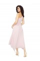 Noir Trapèze Sans bretelle midi Mousseline Courte Asymétrique Robes demoiselle d'honneur / Robes de cocktail Prix Réduit