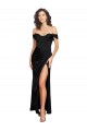 Noir Trapèze Satiné Soyeux Longue Formelles Robes demoiselle d'honneur / Robes de soirée / Robes de bal Prix Réduit