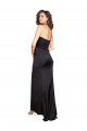 Noir Trapèze Satiné Soyeux Longue Formelles Robes demoiselle d'honneur / Robes de soirée / Robes de bal Prix Réduit