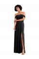 Noir Trapèze Épaule Dénudée Sans bretelle Velours Stretch Longue Formelles Robes demoiselle d'honneur / Robes de soirée / Robes de bal Prix Réduit