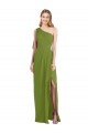 Olive verte Trompette Mousseline Longue Robes demoiselle d'honneur Prix Réduit