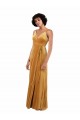 Or Colonne Col V Velours Stretch Longue Formelles Robes demoiselle d'honneur / Robes de soirée / Robes de bal Prix Réduit