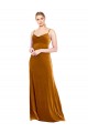 Or Trapèze Bretelles spaghetti Velours Stretch Longue Robes demoiselle d'honneur / Robes de bal Prix Réduit