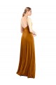 Or Trapèze Bretelles spaghetti Velours Stretch Longue Robes demoiselle d'honneur / Robes de bal Prix Réduit