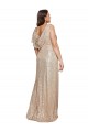Or Trapèze Col V Paillette Longue Formelles Robes demoiselle d'honneur / Robes de soirée / Robes de bal Prix Réduit