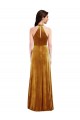 Or Trompette Licou Col Haut Velours Stretch Longue Robes demoiselle d'honneur / Robes de bal Prix Réduit
