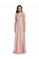 Or rose Fourreau Col V Paillette Longue Formelles Robes demoiselle d'honneur / Robes de soirée / Robes de bal Prix Réduit
